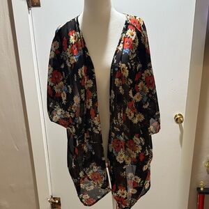 Speed Limit 98 Black and Red Floral Cape